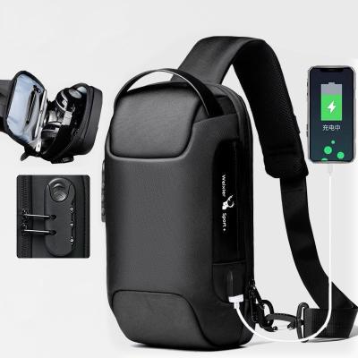 China Waterproof Most popular waterproof anti theft USB men chest bags sling bag shoulder chest bag for sale