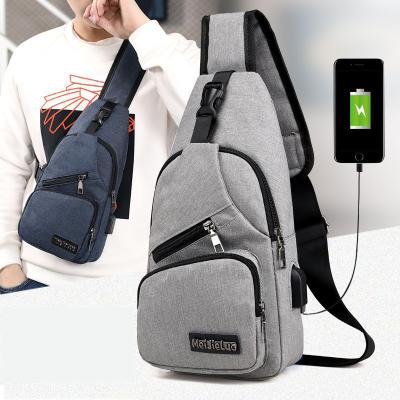 China With USB Factory Wholesale Sling Bag Outdoor Travel Men Crossbody Chest Bag With Headphone Plug for sale