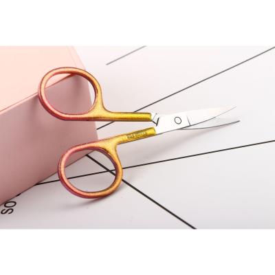 China Good Value Pinky Glittering Stainless Steel Beauty Scissors Right Handed Make Up Scissors Eyelash Eyelash Scissors Manicure Nail Scissors for sale