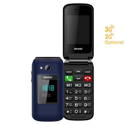 China Dual SIM Card Economical Durable Factory 2G 3G 2.4inch Opened GSM Wireless Flip Mobile Cell Phones for sale