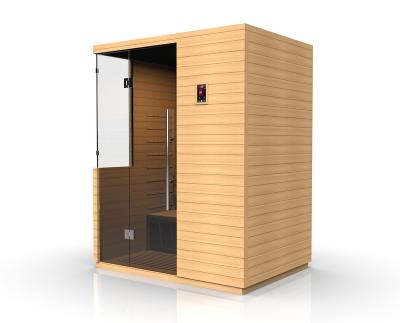 China Traditional Freestanding Sauna Household Wood Hemlock Cabins Computer Control Panel House Sauna Cabins Best for sale