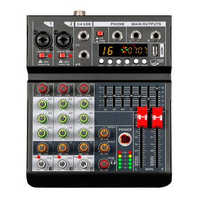 China Professional Portable Metal+plastic Effects Mini 4-Channel Audio Interface Built-in 16 Mixer for sale