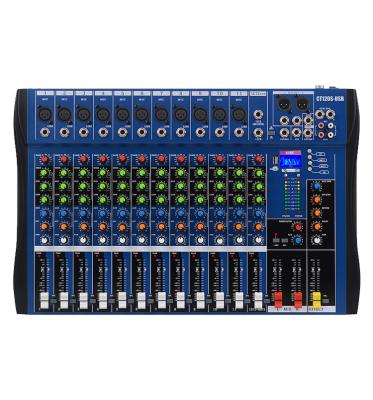 China Metal+plastic 12 channel audio mixer console USB professional karaoke sound mixer mixing console for sale