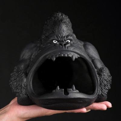 China Gorilla Shaped Ceramic Ashtray Office Large Animal Storage Multifunctional Pot Creative Eco-friendly Home Ashtray for sale