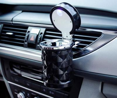 China Eco - Friendly Black Car Ashtray With LED Light Cup Shaped Car Ashtray for sale