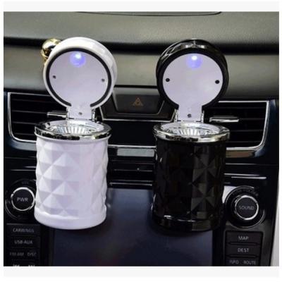 China Eco-friendly Car Ashtray With Cover LED Light Polygon Portable Creative Ashtray for sale