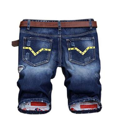 China Breathable Mens Denim Shorts Ripped Mid Waist Hip Hop Jeans Shorts Five Pant Jeans for sale