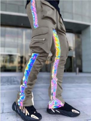 China Reflective Joggers Anti-pilling Pockets Sweatpants Slim Solid Color Training Jogging Pants for sale