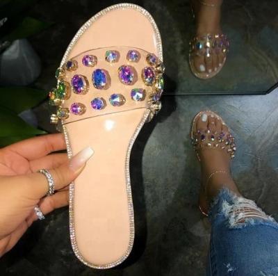 China 2022 Summer Shoes Sandals Women Bling Glitter Slippers Anti-Slippery Rhinestones Slides Casual Shoes Flat Sandals for sale