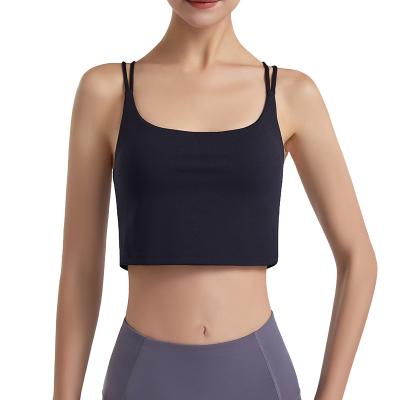 China Sustainable Beauty Back Nylon Breathable Yoga Fitness Strappy Cloud Touch Chest Pad Minimal Sports Bra for sale