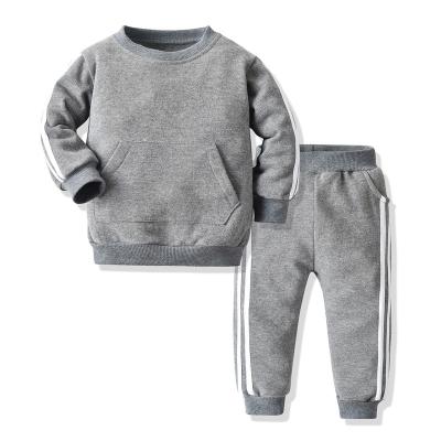 China 2021 Custom Plain Color Unisex Solid Anti-Shrink Long Sleeve Top+Pant 2Pcs Kids Tracksuits for sale