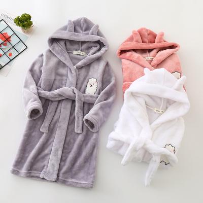 China Long Dressing Gowns 100% Bunny Ear Hoody Kids Nightwear Rabbit Cosplay Flannel Baby Hooded Animal Polyester Bathrobe Breathable for sale