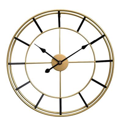 China New Arrival Gold And Black Round Metal Wall Clock Elegant Metal Wall Clock Metal Radio Wall Clock for sale