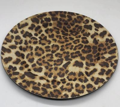 China Sustainable Home Decor Round Shape Dish Leopard Print Decorative Dishes for sale