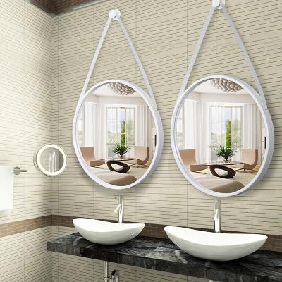 China Minimalist Cirlucar Bathroom Wall Mirror Iron Cosmetic Decorations Hanging Mirror Around Living Room Vanity Mirrors for sale