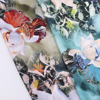 China China Produce Sustainable Custom Printing Single Serve Rayon Printed Satin Fabric for sale