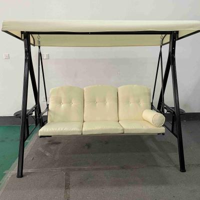 China Modern Hot Sale Yellow Luxury 3 Seats Swing Outdoor Swing Chair Metal Patio Swing for sale