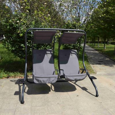 China Modern wholesale high quality outdoor furniture metal gray 2 seater swing chair patio swings for sale