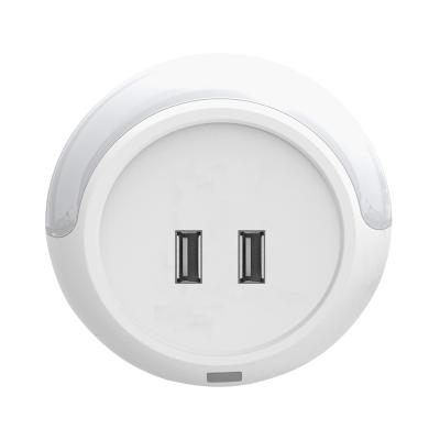 China With Sensor Night Light Function Socket USB Adapter USB Charger With Night Light USB Adapter for sale