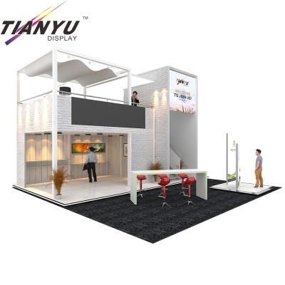 China New Design 6x6 Certification SGS Certification Double 20x20 Custom Portable Aluminum Deck Booth Trade Show Booth for sale