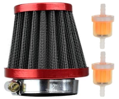 China Aluminum Red 38mm Air Filter With Two 5mm Gas Fuel Filter For 110cc 150cc 200cc Motorcycle ATV Quad Bike Lifan Apollo 125cc 110cc Dirt Pitbike for sale