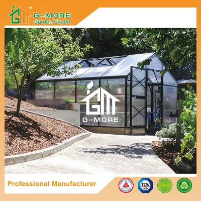 China 406x306x244cm Black Color 10mm Thick Polycarbonate Aluminum Hobby Greenhouse for sale