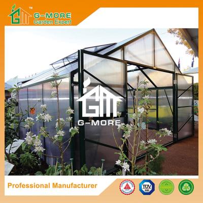 China 406x406x273cm 10MM Polycarbonate + Box Profile Black Color Hobby Greenhouse for sale