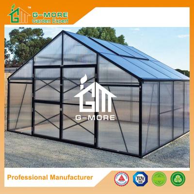 China 406x406x273cm Black Color Durable 15 Years Warranty Aluminum Greenhouse for sale