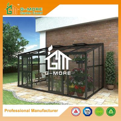 China 242 X 392 X 237CM Dark Grey Color 8mm Thick Polycarbonate Aluminum Greenhouse for sale