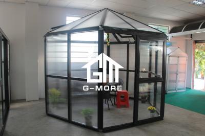 China 320 X 283 X 275CM Dark Grey Color New Design Hexagon Aluminum Greenhouse for sale