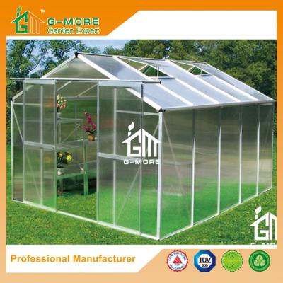 China 10'x8'x6.7'FT Silver Color Double Door Traditional Series Aluminum Greenhouse for sale