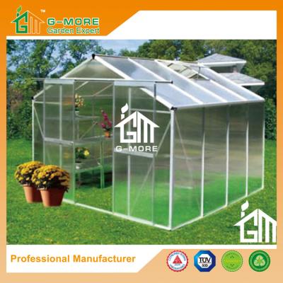 China 8'x8'x6.7'FT Silver Color Double Door Traditional Series Aluminum Greenhouse for sale