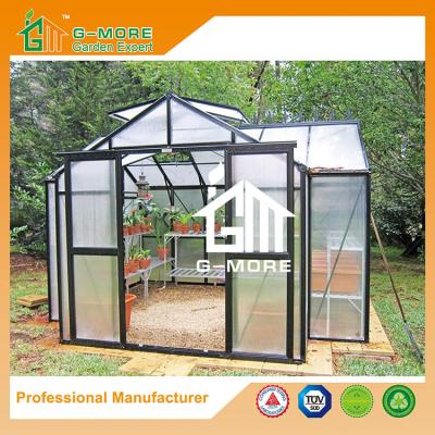 China 319 X 377 X 250CM Black Color 8mm Thick Polycarbonate Aluminum Greenhouse for sale