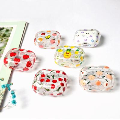 China QUICK DRY For AirPods Flower Fruit Print Design Clear Case For AirPods 3 Anti-scratch TWS Earbuds Case for sale