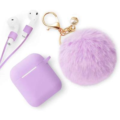 China Factory Price QUICK DRY Silicone Protective Skin Case For Apple Airpod Pro Case Fill Cover With New Faux Fluffy Ball Shockproof Cover for sale