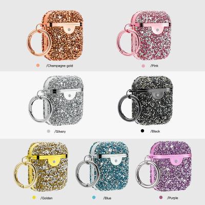 China Pro Bling Glitter News Cases QUICK DRY Air Pods With Hook Key Chain For Airpods Case Diamond Sparkle Luxury Designer For Apple Airpod Case for sale