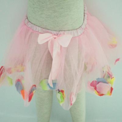 China Viable Girls Pink Rose Flower Fairy Petal Filled Tutu for sale