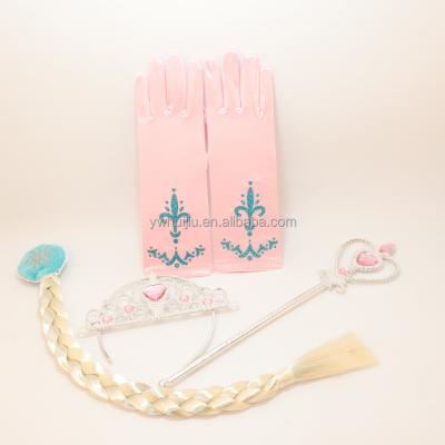 China Girls Plastic Crown+Magic Wand+Wig Elsa Anna Princess Dress Accessory Festival Set for sale