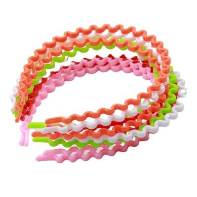 China Popular fashion wave line shape good unisex elastic plastic headband for sale