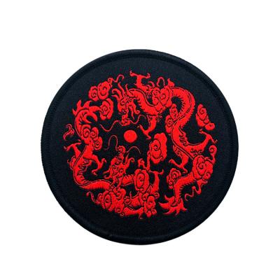 China 3D Factory Logo Machine Hat Woven Patches bulk custom model with Merrow border for sale