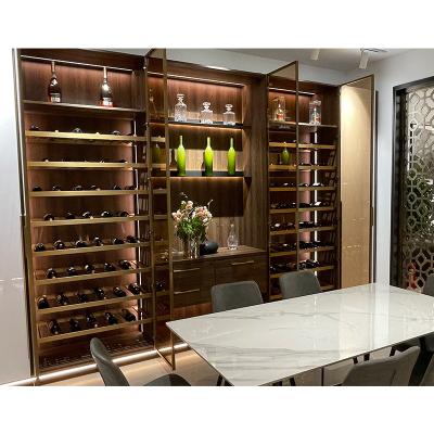 China Foldable Living Room Tempered Glass Wine Cabinet With Rack for sale