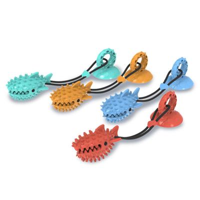 China SPT TPR Viable Pet Teeth Cleaning Push Toy Pet Leakage Food Ball Interactive Dog Chew Toy With Suction Cup for sale