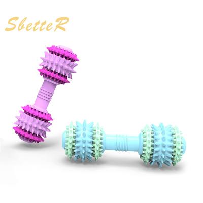 China SPT Viable Hot Sale Pet Shop Toys Dumbbell Shape Dog Toothbrush Pet Chew Toy for sale