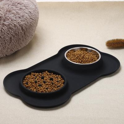 China Automatic SPT Advanced Double Black Silicone Dog Bowl Silicone Slow Food Pet Bowl for sale