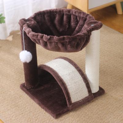 China Hot Sale SPT Sustainable Cat Scratching Post Tree Small Hammock Soft Sisal Cat Tree With Cat Bed for sale