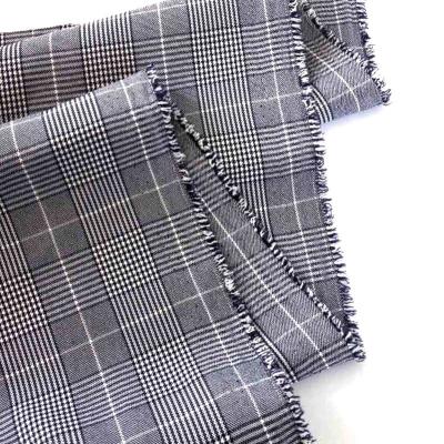 China Classic White Blue Tartan Plaid Stretch Pant Suit Fabric Anti-Static for sale