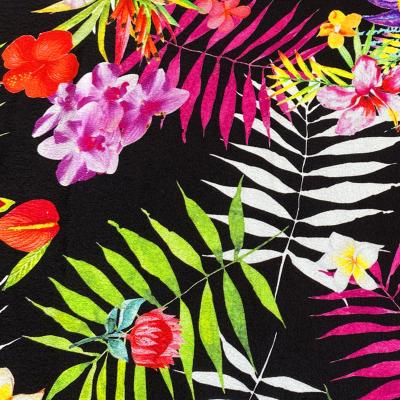 China 2022 hot sale high quality anti-static tropical forest soft floral print texture squishy fabric for sale