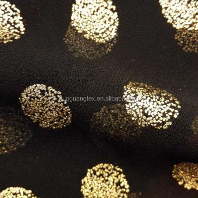 China 75D 90gsm Polyester Gold Foil Printing Fabrics /wholesale fabrics antistatic chiffon for sale