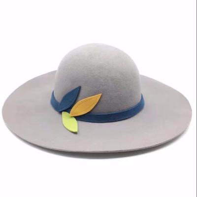 China Fashion Best Selling Fashion Wool Felt Flat Surface Wide Brim Soft Hat For Women Felt Hats Vintage Female Dress Hat for sale