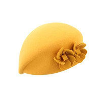 China Wholesale Fashion Ladies 100% Wool Felt Beret Hat Hostess Hat British Style Female Beret With Flower Artist Beret Hat Cheap for sale